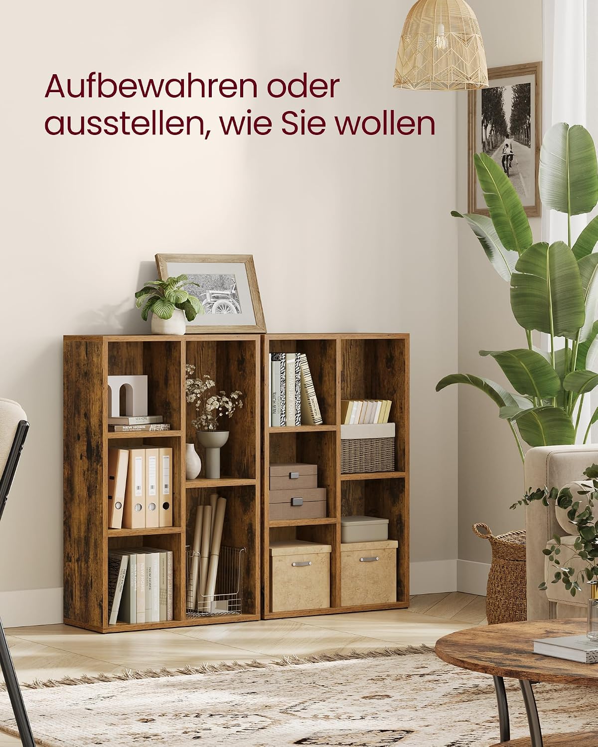 Bücherregal 5 Fächer 50x24x80 cm Rustikal Braun von Songmics