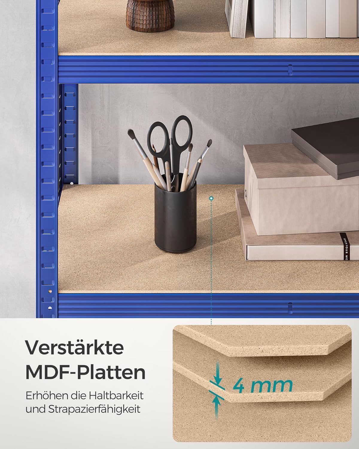 Schwerlastregal 5 Böden 40x90x180 cm 875 kg blau 2er Set von Songmics