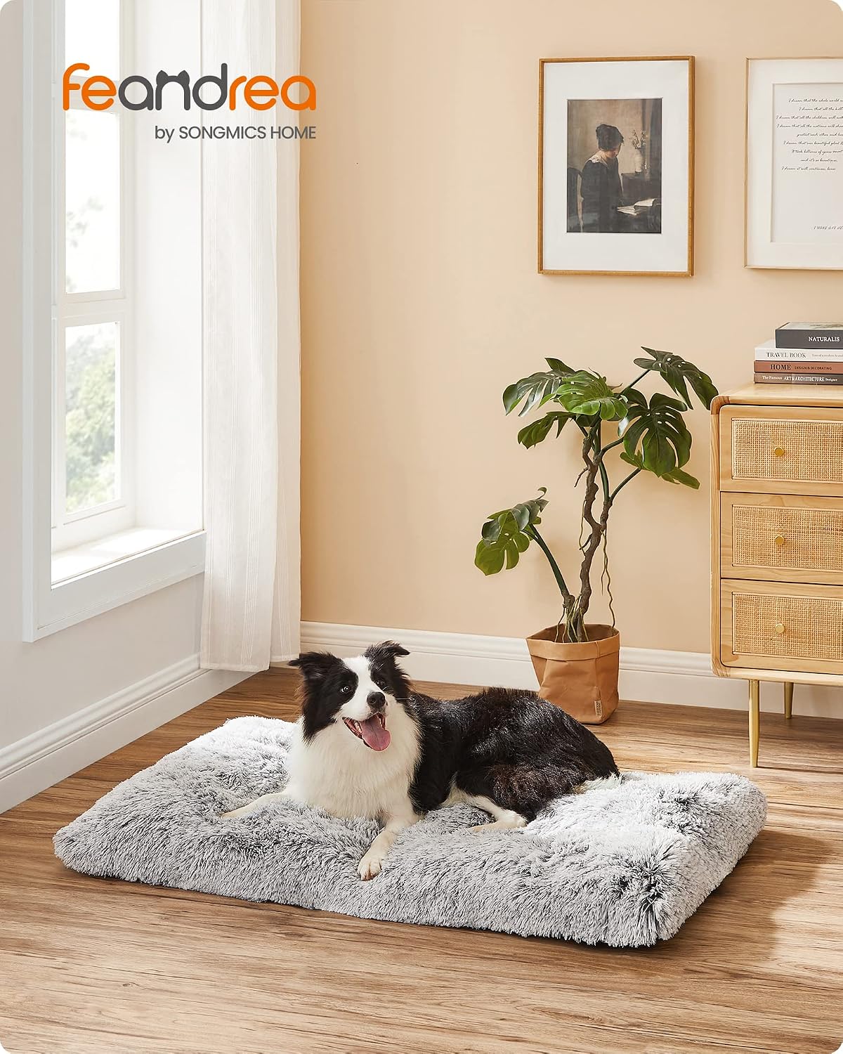 Hundebett 110x73x10 cm Hundematte Kissen Hellgrau von Songmics