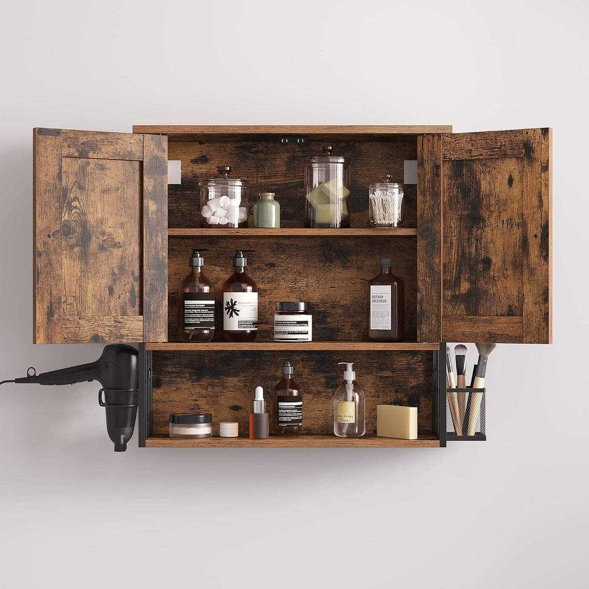 Waschbecken-Wandschrank 60x16x60 cm Industrial Braun von Songmics