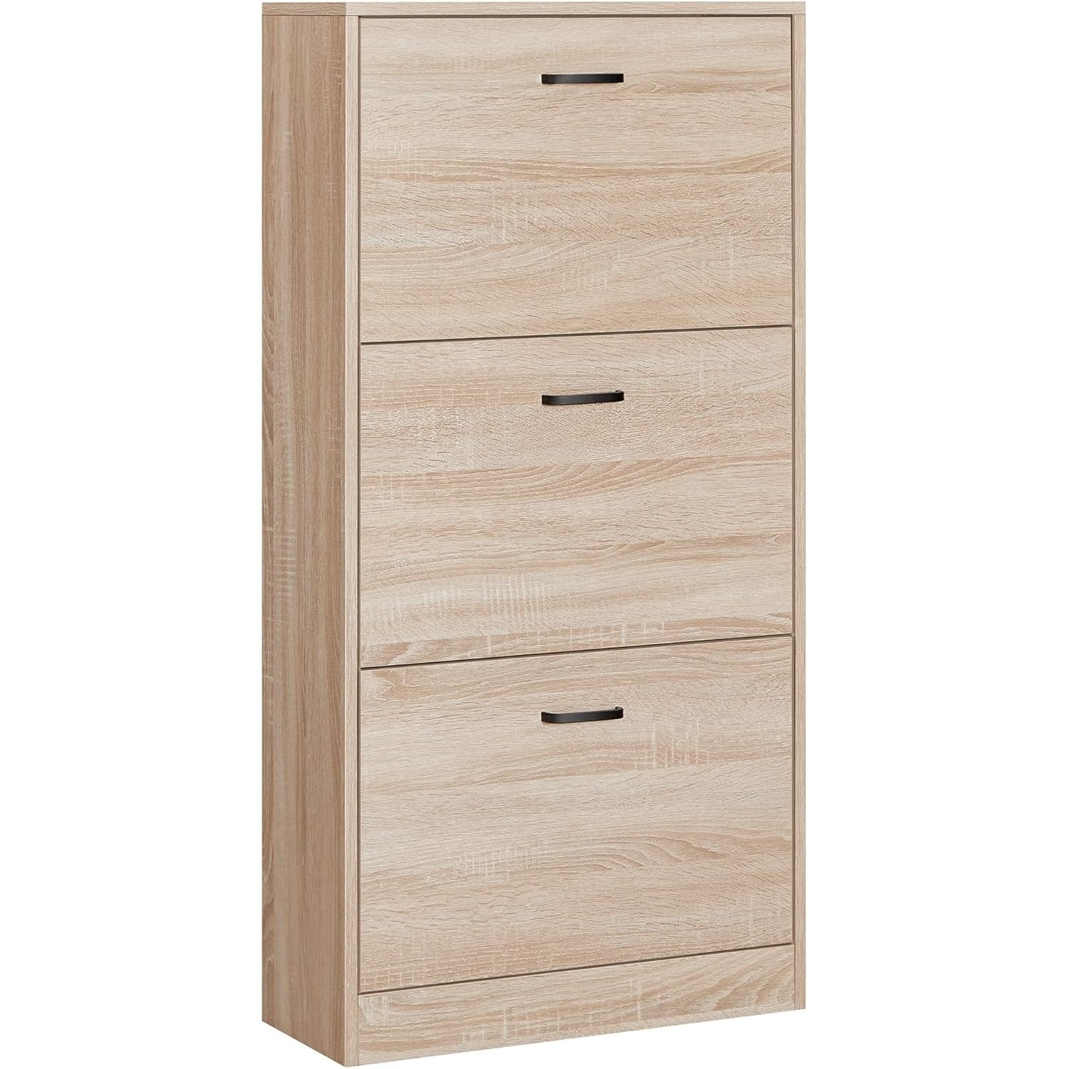 Schuhschrank 3 Klappen Schuhregal 60x24x120 cm Natur von Songmics