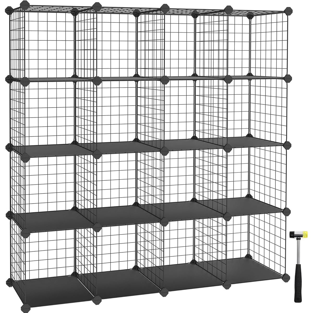 Würfelregal 16 Fächer Steckregal 123x31x123 cm Schwarz von Songmics