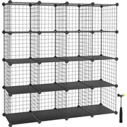 Würfelregal 16 Fächer Steckregal 123x31x123 cm Schwarz von Songmics