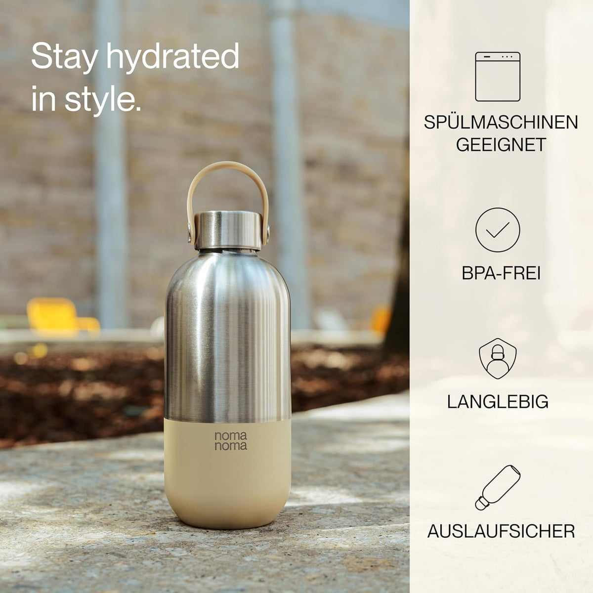 Trinkflasche Edelstahl auslaufsicher 750ml Chai Beige von guteszeug.ch
