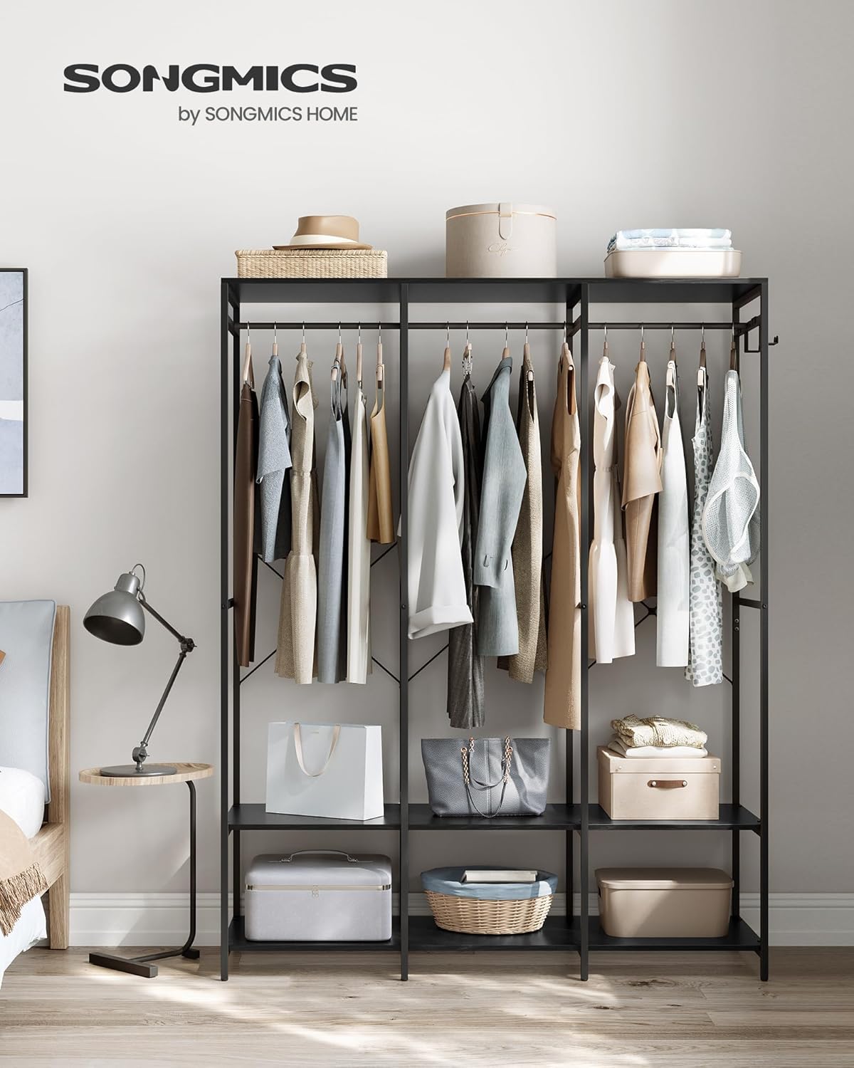 Offener Kleiderschrank mit Stange Haken Ablagen 180 cm von Songmics