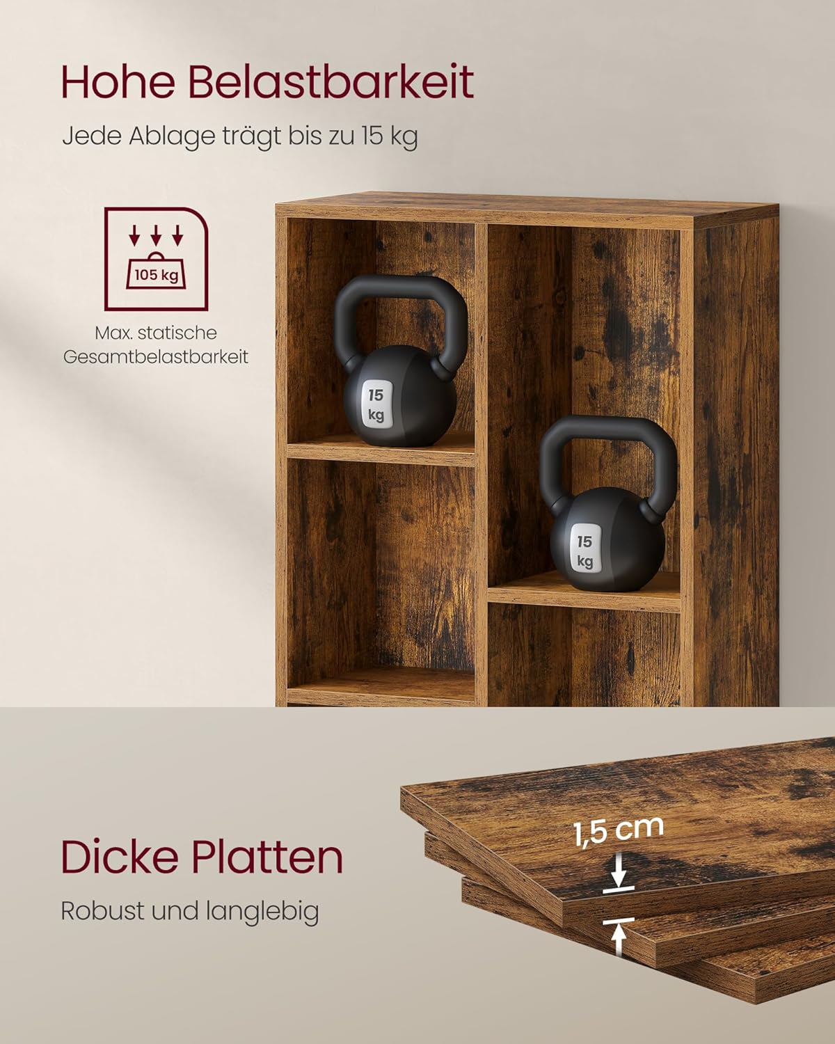 Bücherregal mit 7 Fächern Würfelregal Standregal Vintagebraun von guteszeug.ch