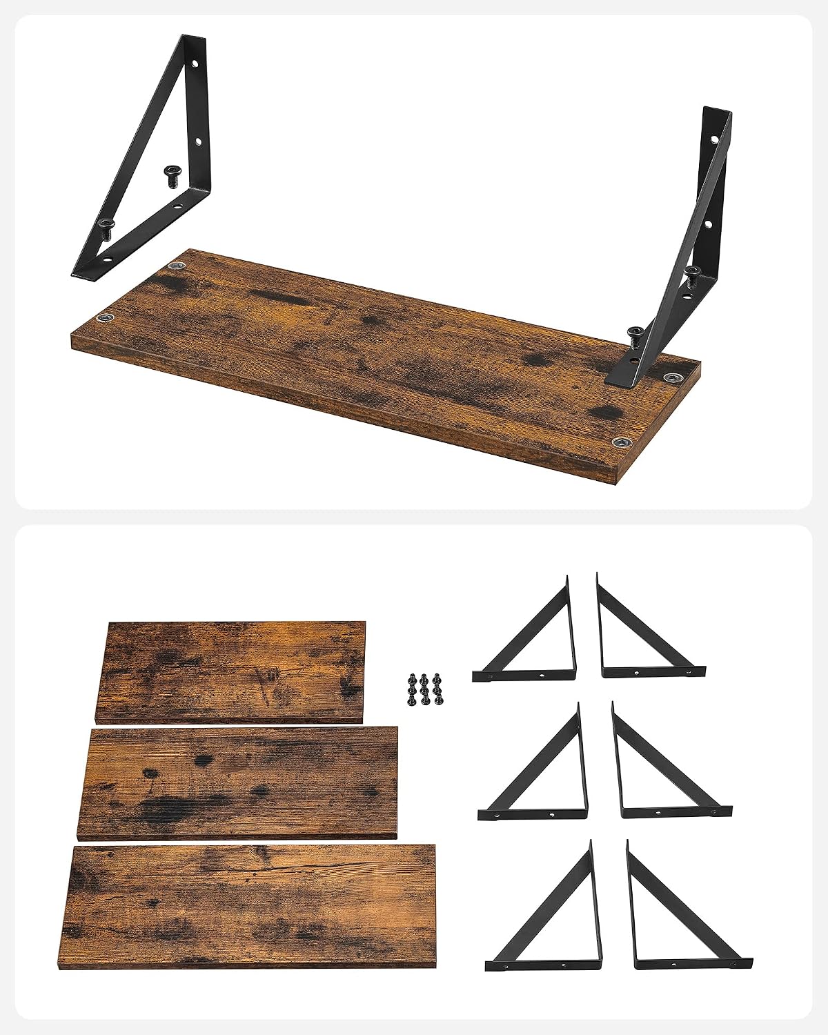Wandregal 3er Set Schweberegale Industrial Braun Schwarz von guteszeug.ch