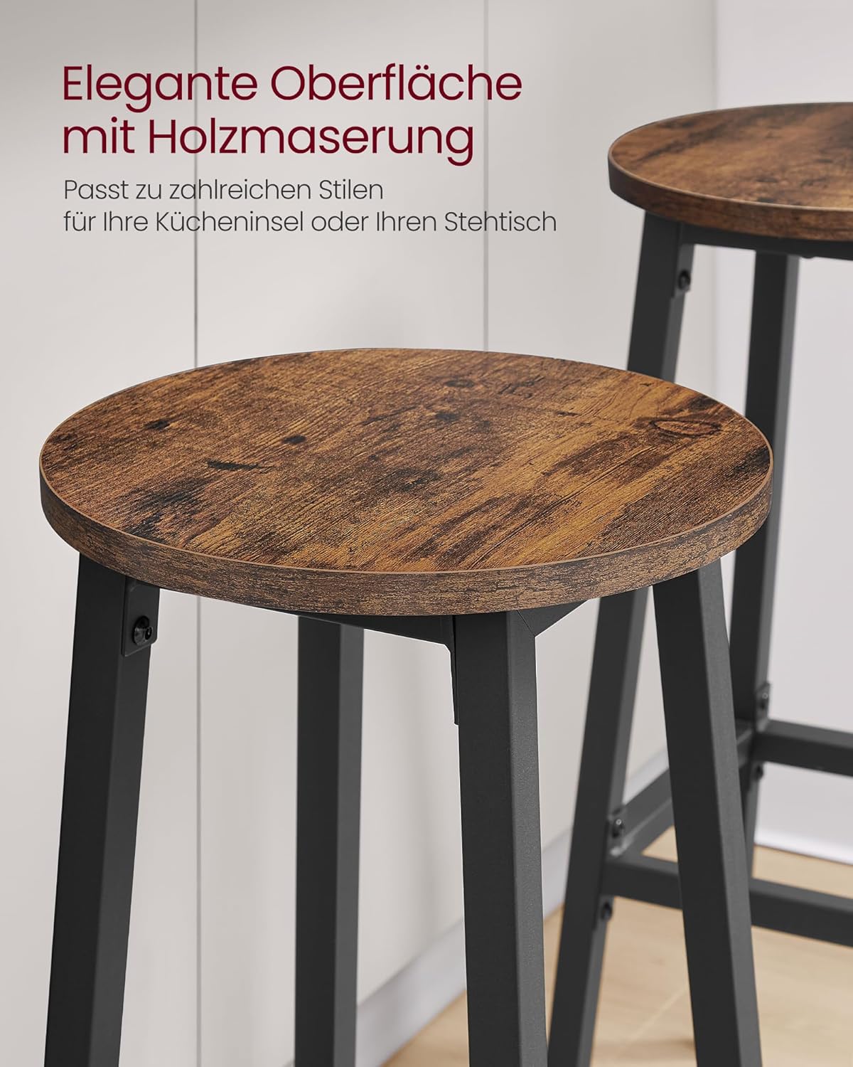 Barhocker 2er Set 74cm Küche Wohnzimmer Fußstütze Metall von Songmics