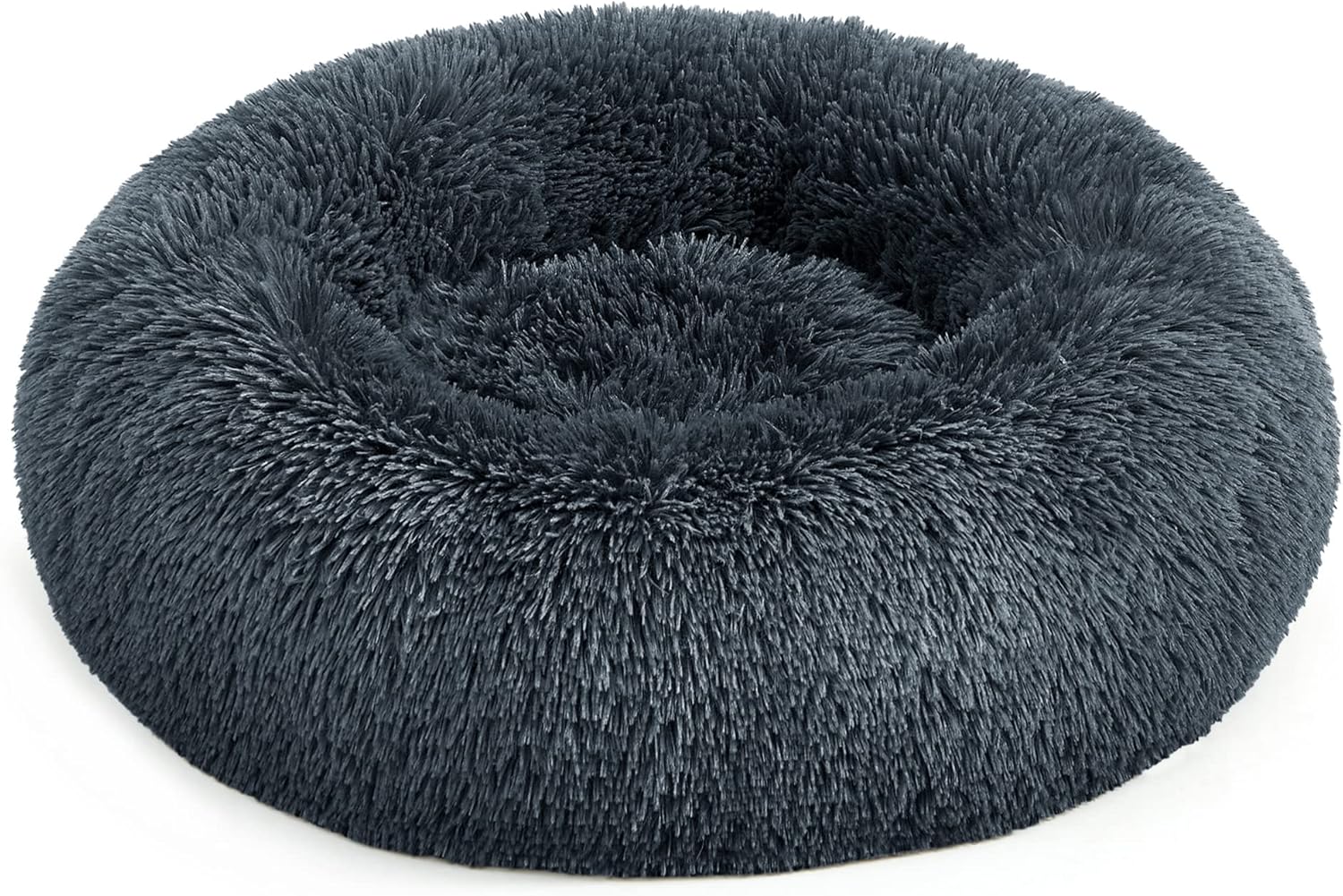 Flauschiges Donut Hundebett Katzenbett waschbar 60cm grau von Songmics