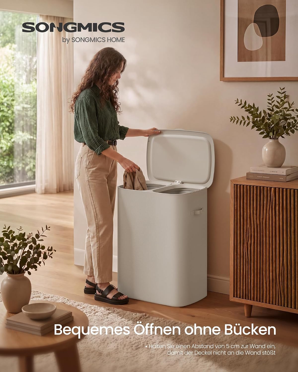 Wäschekorb 160 l 2 Fächer faltbar Cappuccino von Songmics