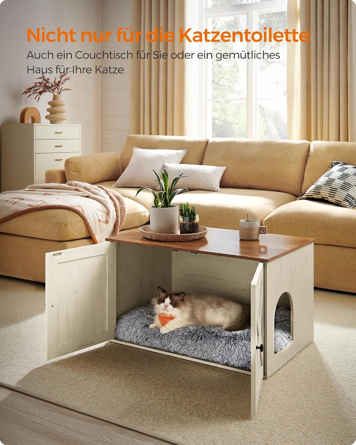 Katzentoilettenschrank Katzenhaus 80x53x50 cm Braun von Songmics