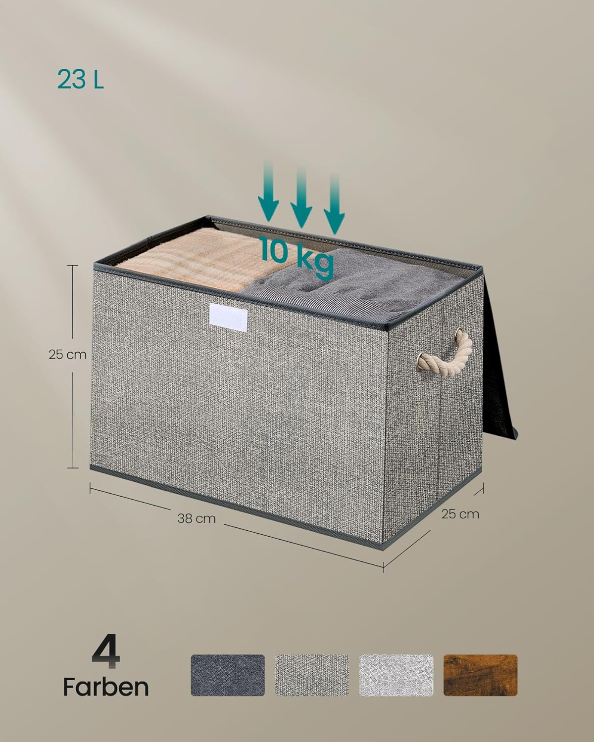 Aufbewahrungsbox mit Deckel klappbar 3er Set taubengrau von Songmics
