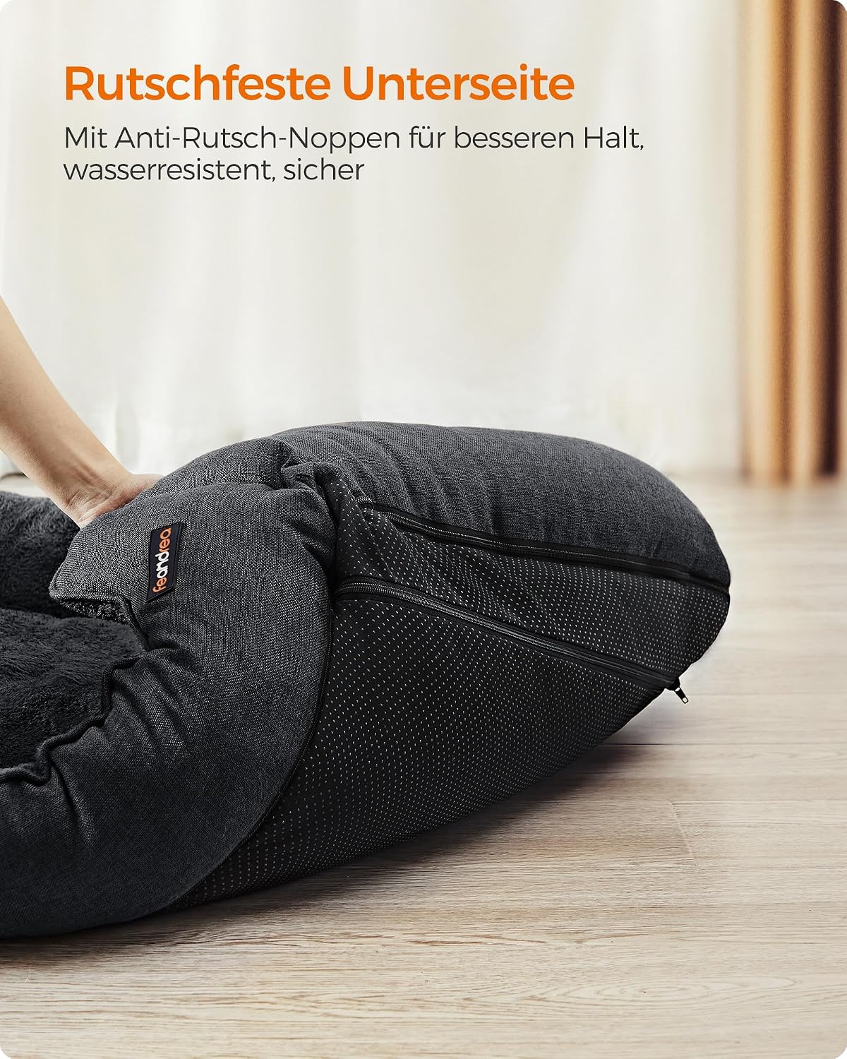 Hundebett XXL 110x75x27 cm Dunkelgrau Plüsch von Songmics
