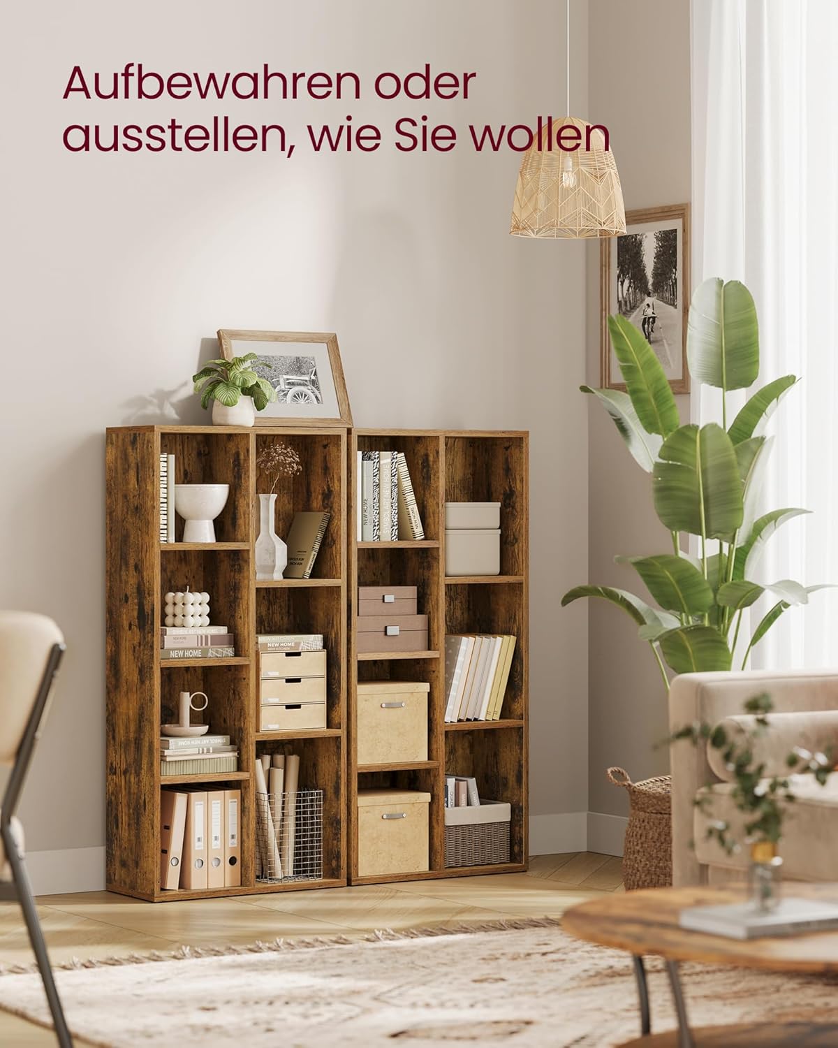 Bücherregal mit 7 Fächern Würfelregal Standregal Vintagebraun von guteszeug.ch