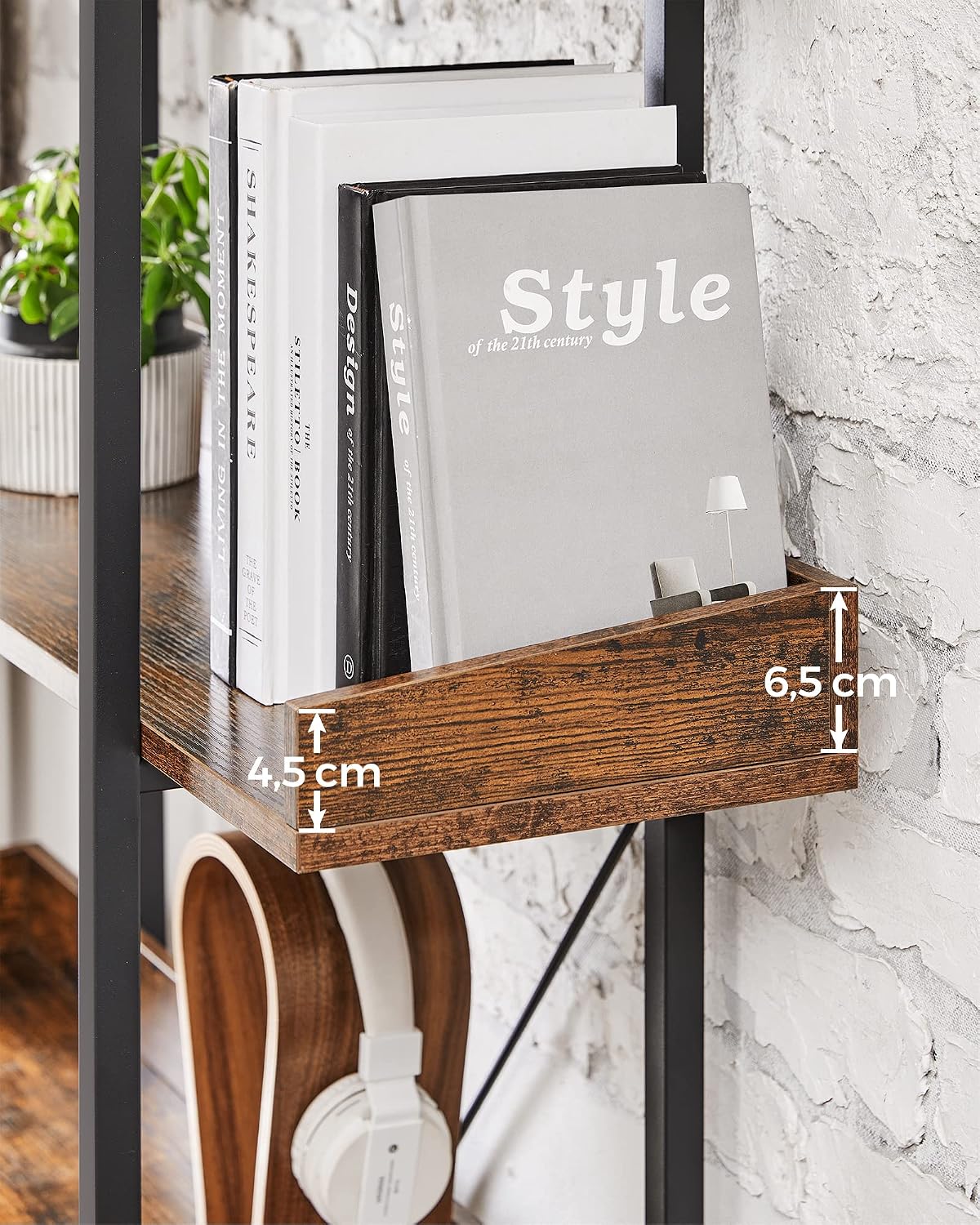 Bücherregal 5 Ebenen 100x28x178 cm Industrial Braun von Songmics