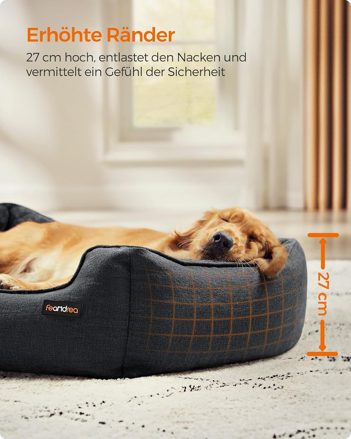 Hundebett XXL 110x75x27 cm Dunkelgrau Plüsch von Songmics