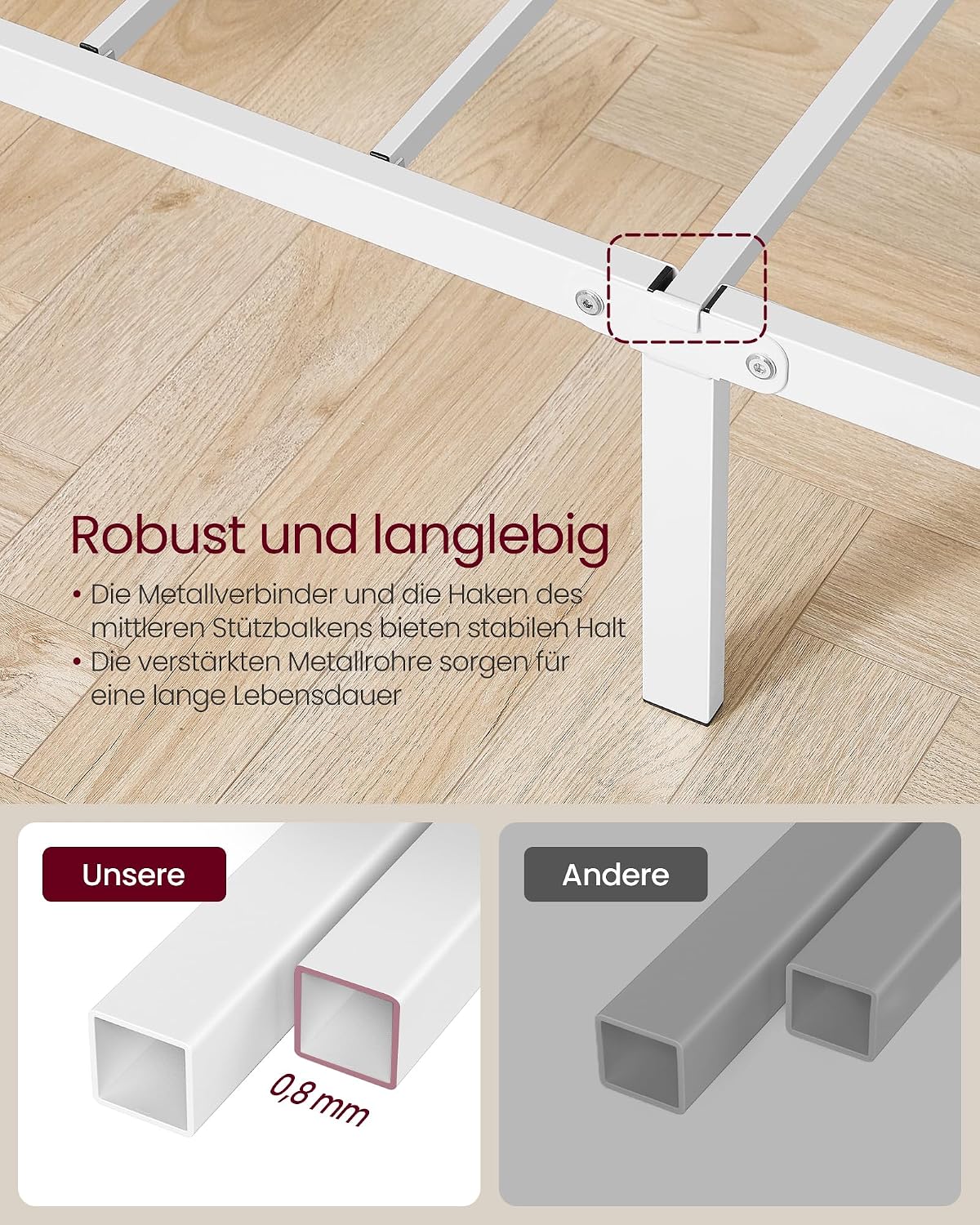Einzelbett Metallbett 90x200 cm Tintenschwarz von Songmics