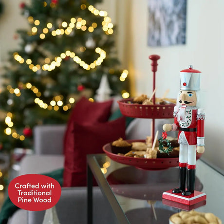 Weihnachts-Nussknacker Soldat rot silber 30cm von Twiddlers