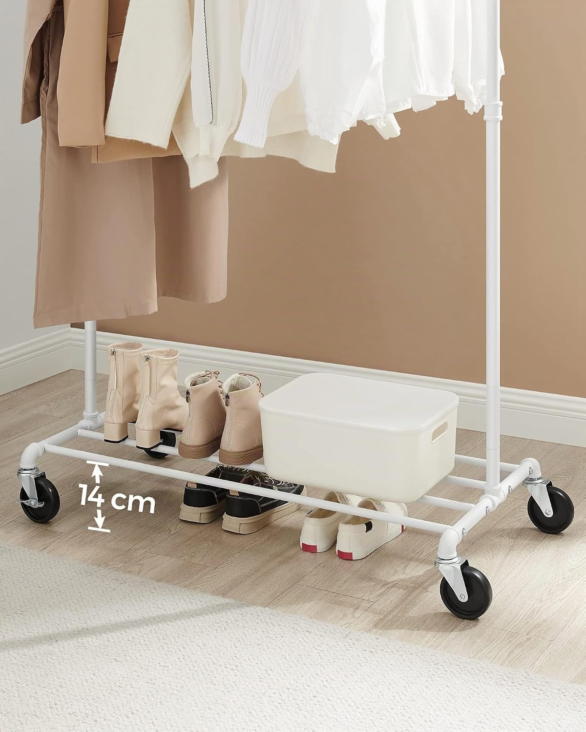 Kleiderständer 100x50x163 cm Rollen Weiss Industrial von Songmics