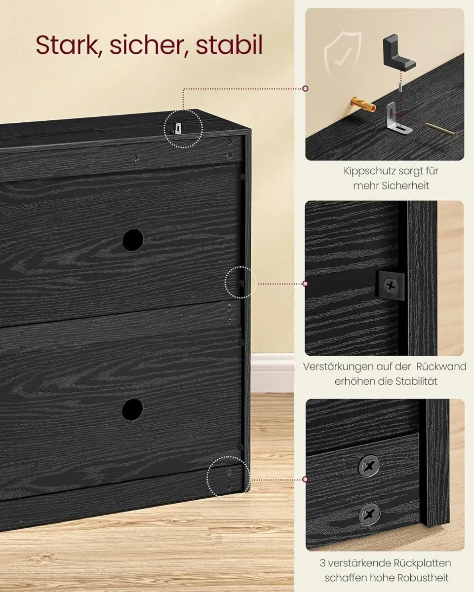 Schuhschrank Klappen Verstellbar Flur Ebenholzschwarz von Songmics