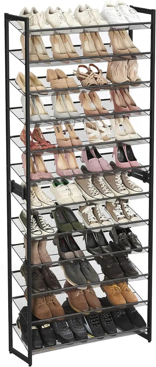 Schuhregal Stapelbar Verstellbar 12 Ebenen Schwarz von Songmics