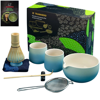 Matcha Set Hellblau mit Ausgiessschale 9-tlg.