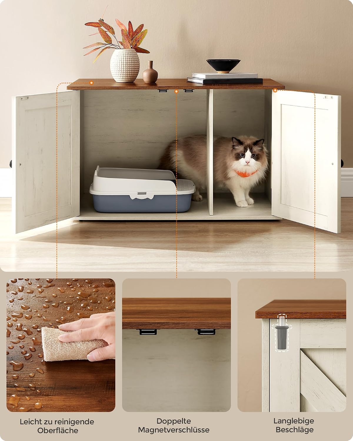 Katzentoilettenschrank Katzenhaus 80x53x50 cm Braun von Songmics