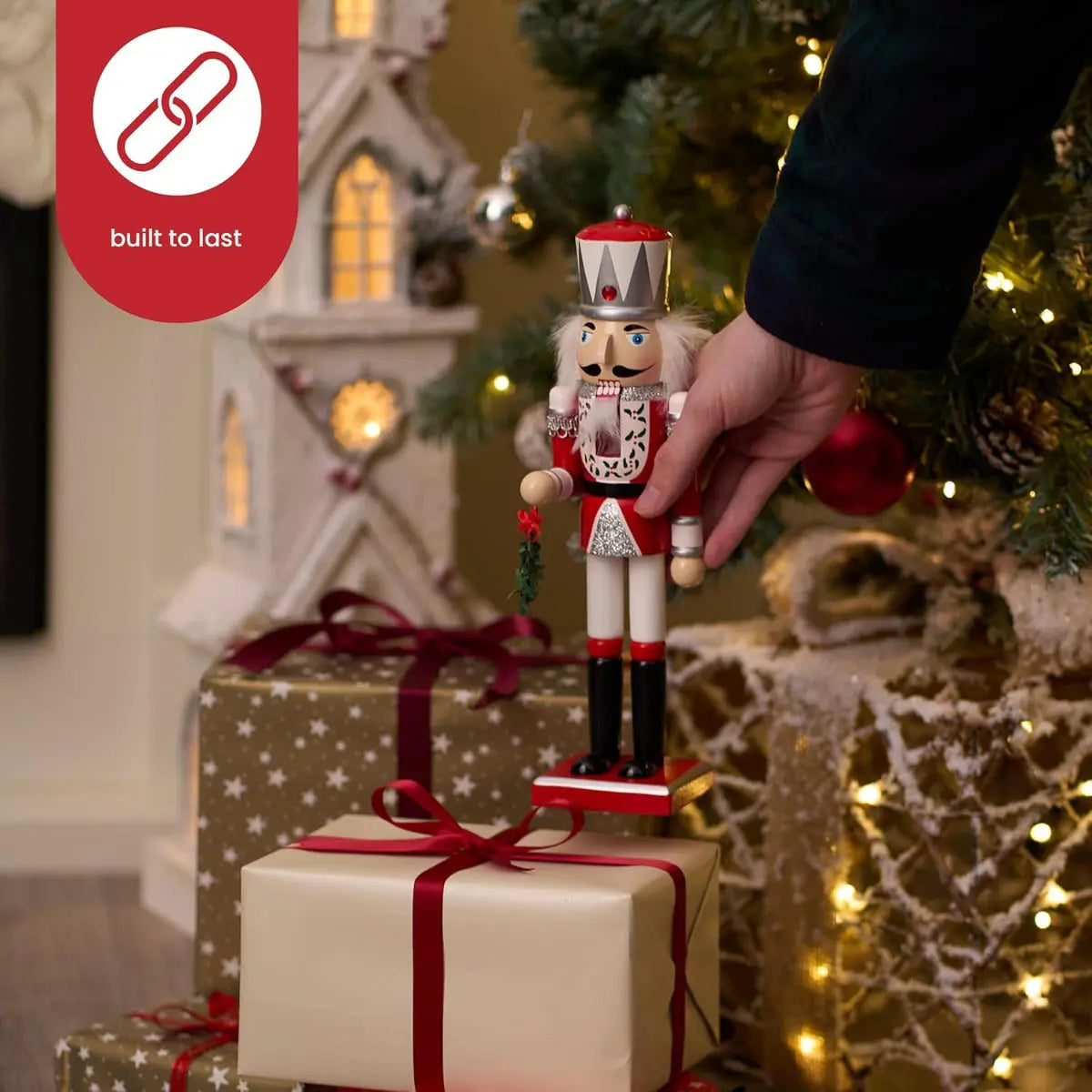 Weihnachts-Nussknacker Soldat rot silber 30cm von Twiddlers