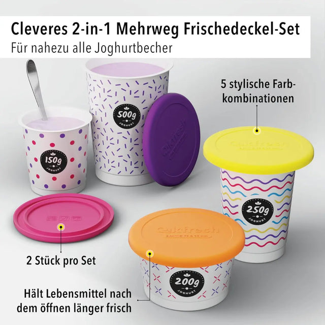Mehrweg Frischedeckel für Joghurtbecher Orange von Qikfresh