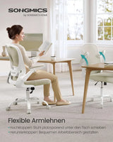Bürostuhl Ergonomisch Drehstuhl Höhenverstellbar Beige von Songmics