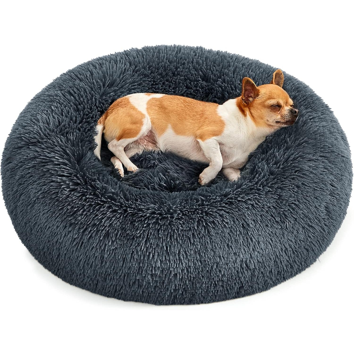 Flauschiges Donut Hundebett Katzenbett waschbar 60cm grau von Songmics