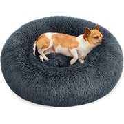Flauschiges Donut Hundebett Katzenbett waschbar 60cm grau von Songmics