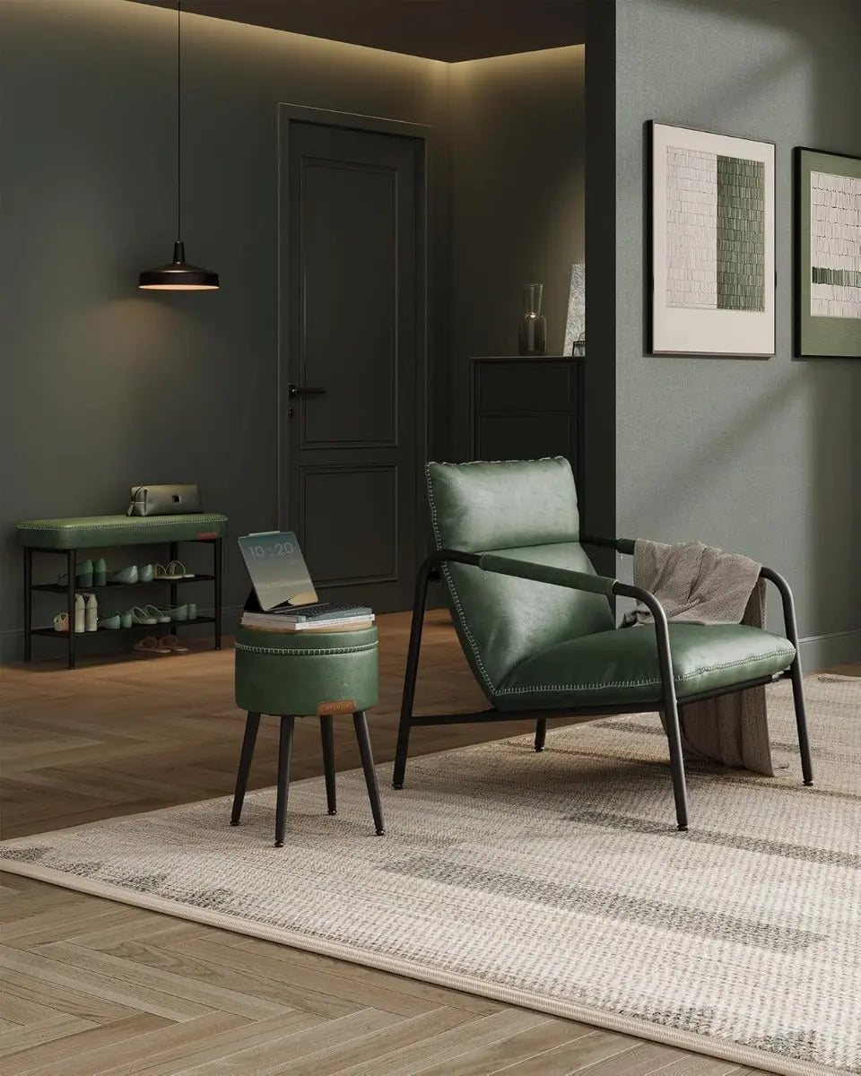 Schuhbank Kunstleder MidCentury Modern Waldgrün von Songmics