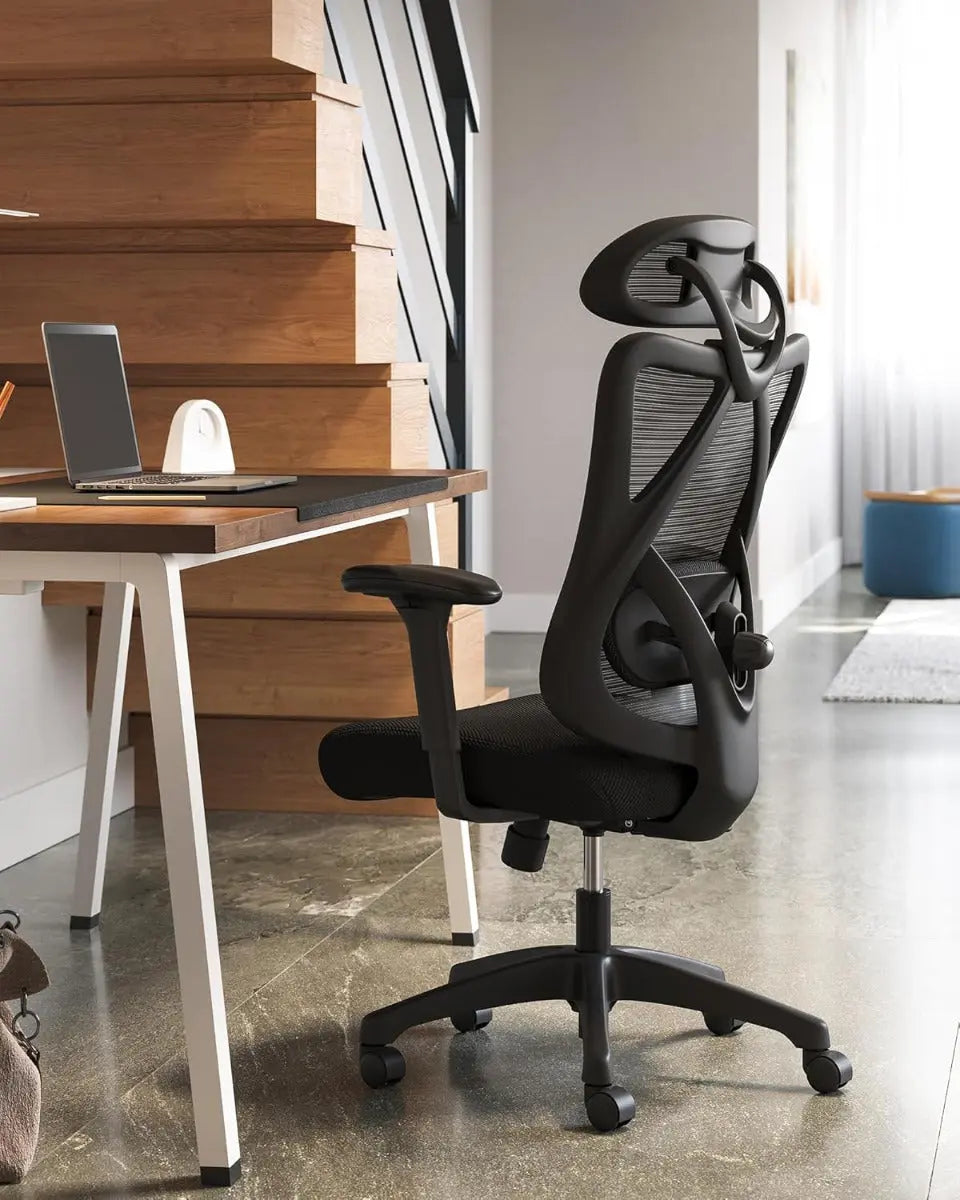 Bürostuhl Ergonomisch Computerstuhl Höhenverstellbar Schwarz von Songmics