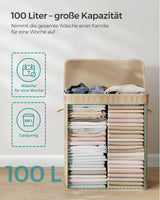 Wäschekorb Wäschesammler Bambus 100l von Songmics