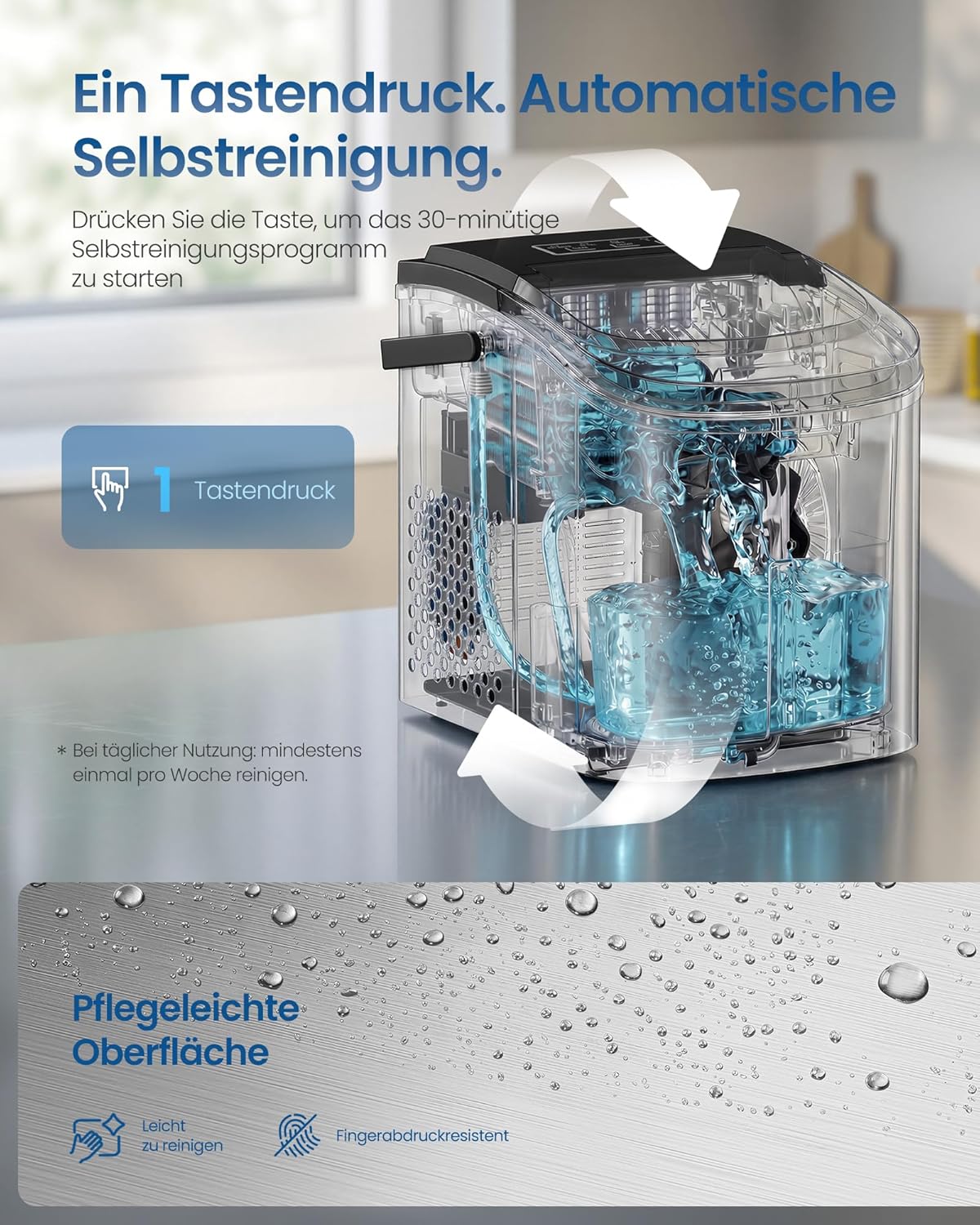 Eiswürfelmaschine 12 kg/24 h 2 Grössen Silber von Songmics