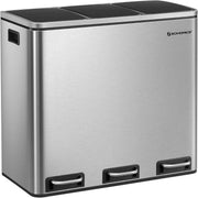Mülleimer Küche Mülltrennsystem 3 Fächer Silber von Songmics