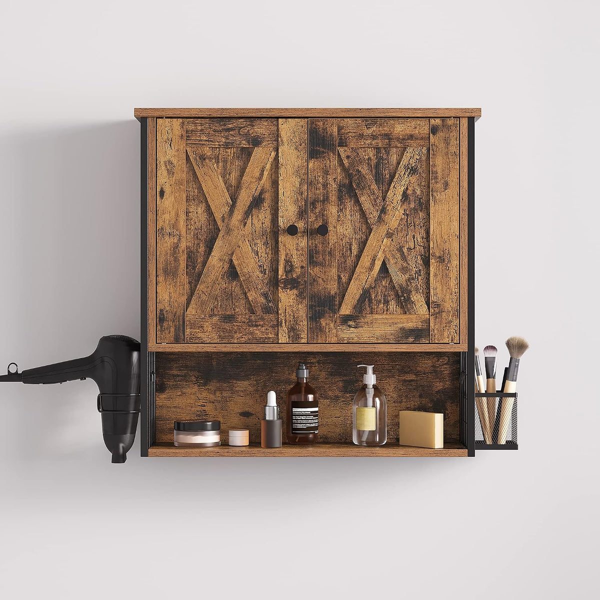 Waschbecken-Wandschrank 60x16x60 cm Industrial Braun von Songmics