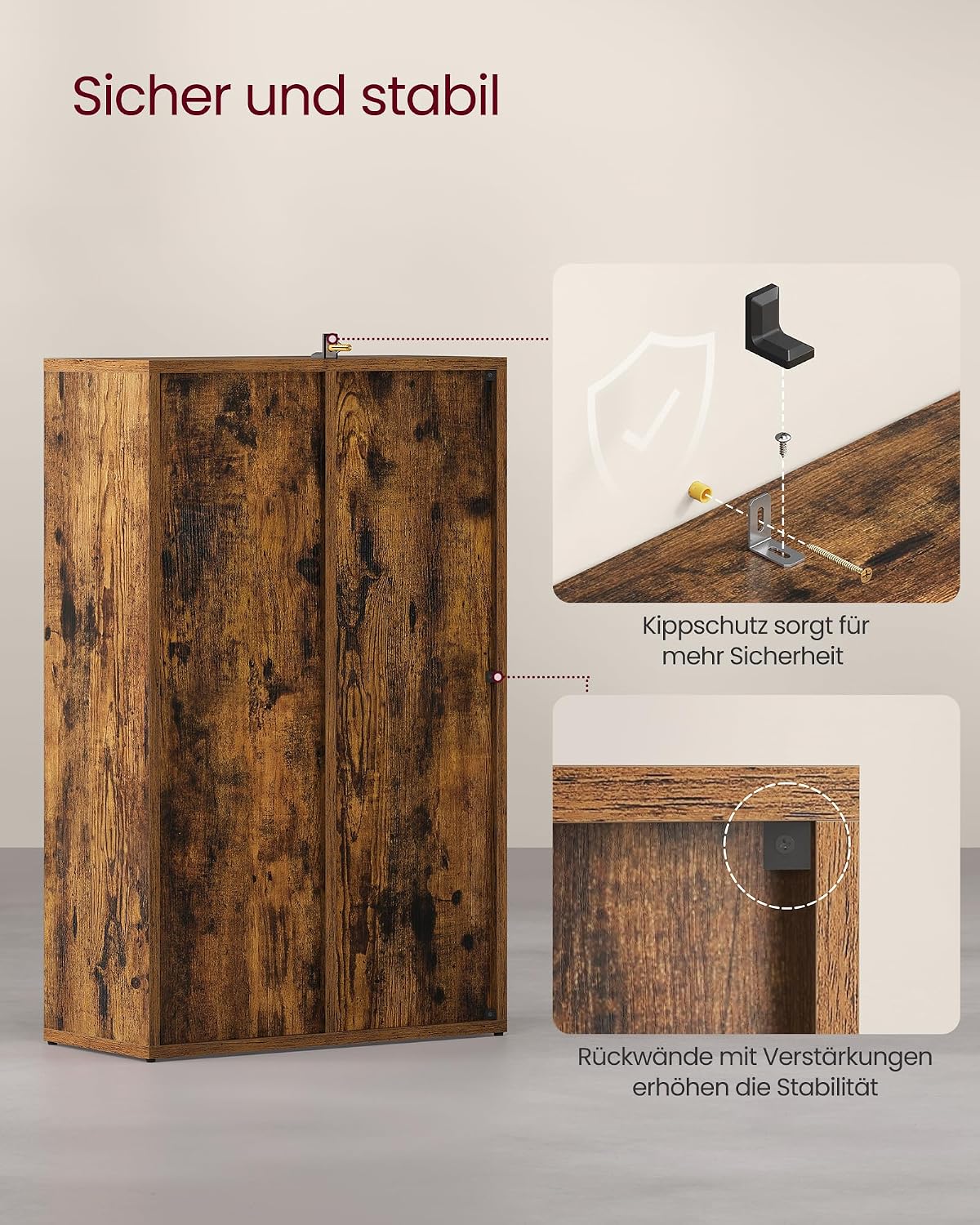 Bücherregal 5 Fächer 50x24x80 cm Rustikal Braun von Songmics