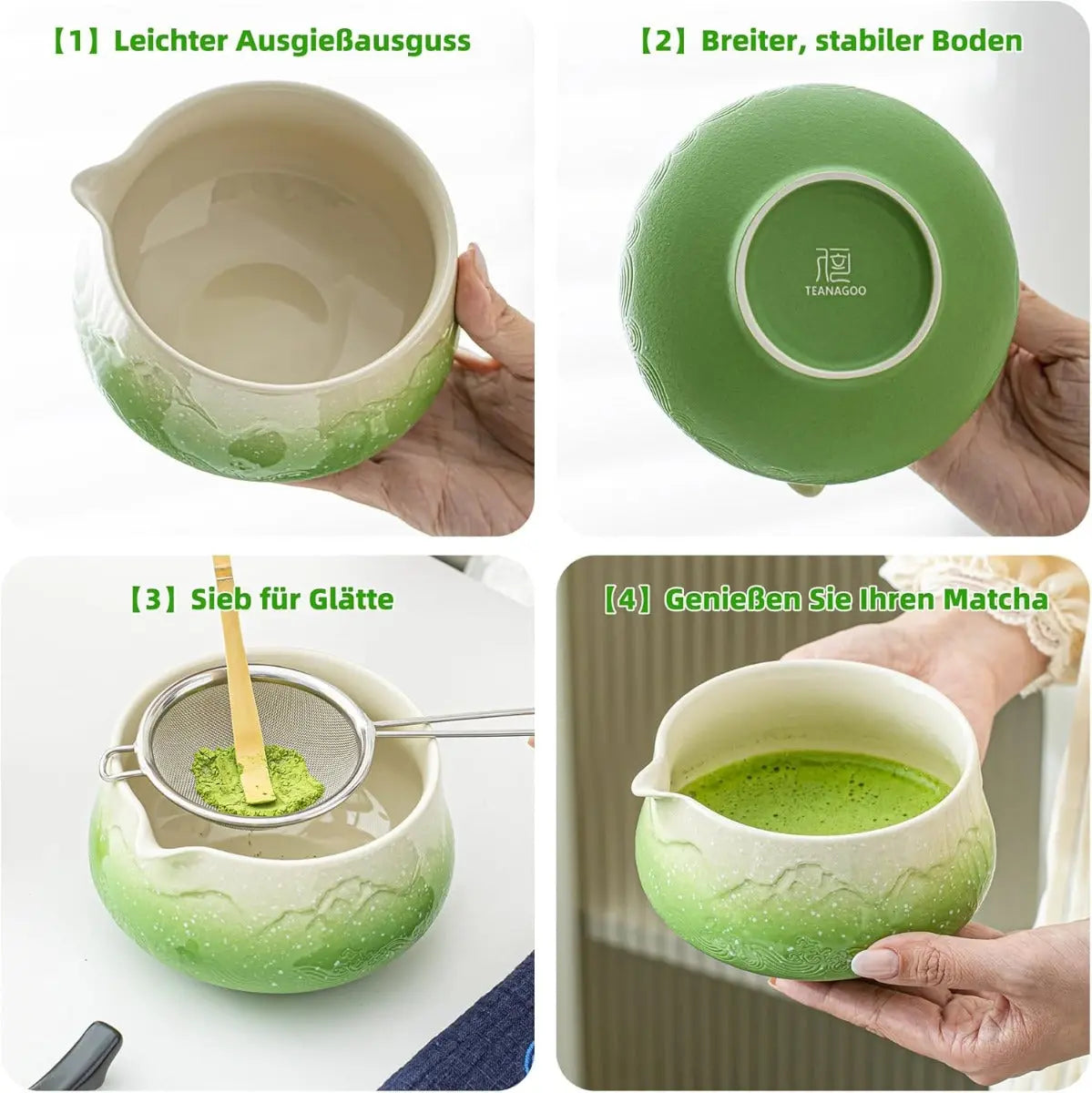 Matcha Set Grün Berg mit Ausgiessschale 7-tlg. von TEANAGOO