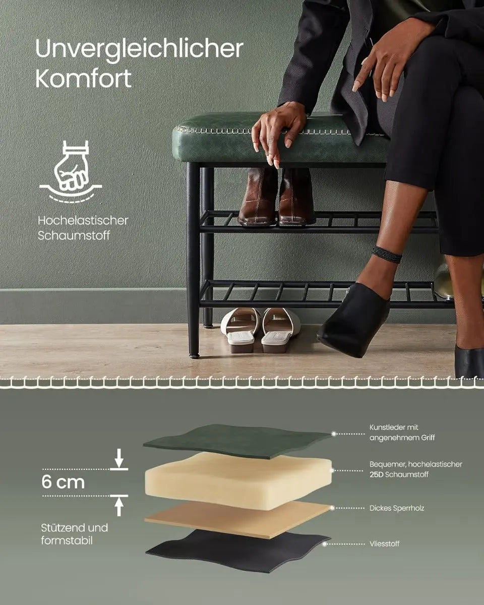 Schuhbank Kunstleder MidCentury Modern Waldgrün von Songmics