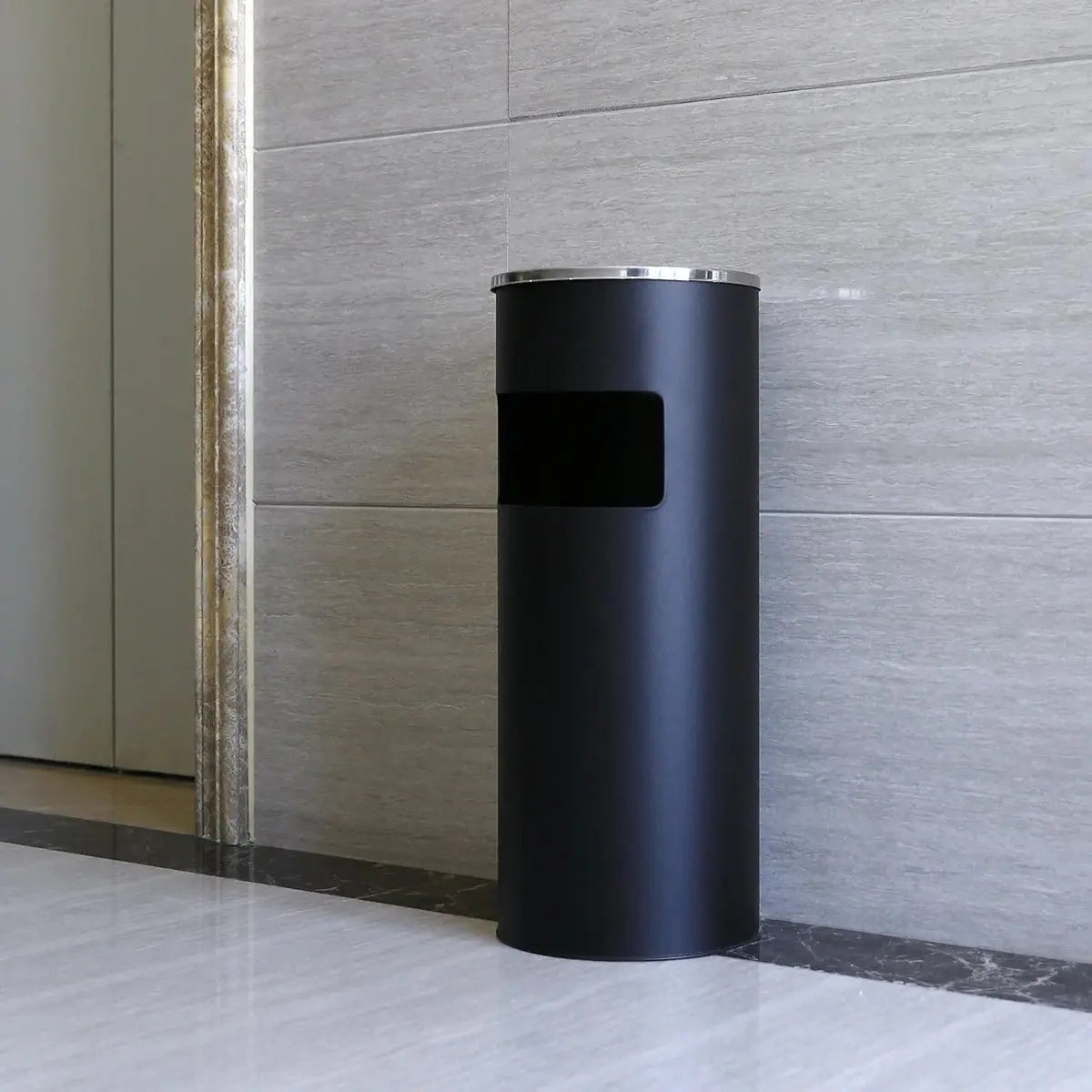 Standaschenbecher 30L Schwarz Metall Aussen von Songmics