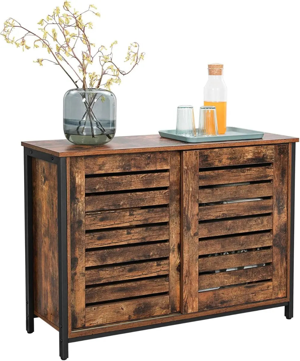 Sideboard Küchenschrank Schiebetüren Industrie-Design Vintagebraun von Songmics
