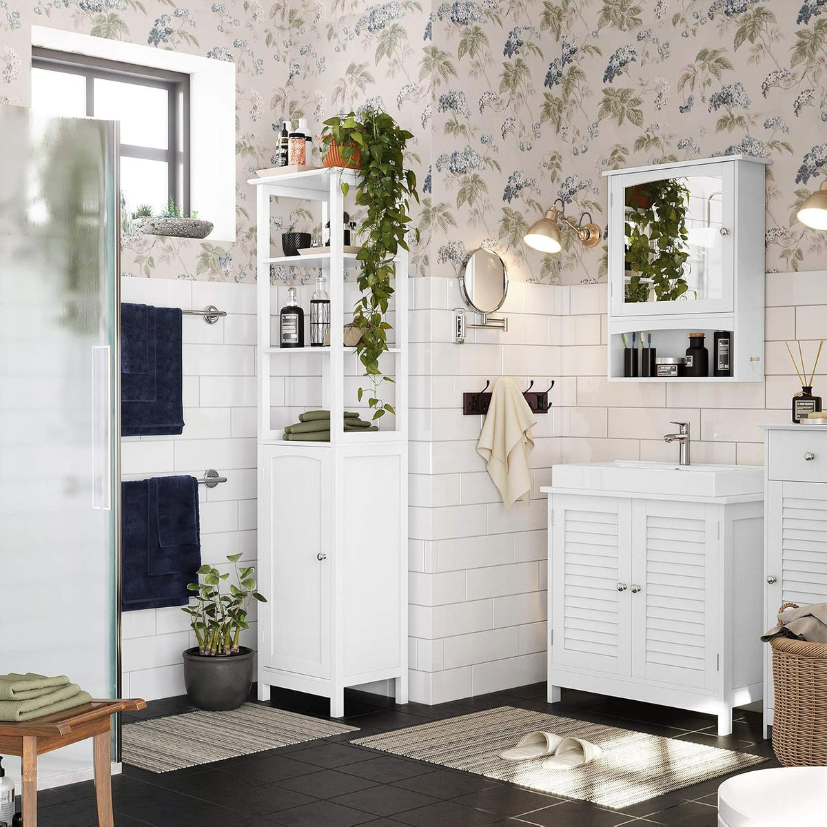 Waschbeckenunterschrank 60x30x60 cm Weiss 2 Türen von Songmics