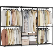 Kleiderschrank offen 205x43x166 cm Schwarz 4 Kleiderstangen von Songmics