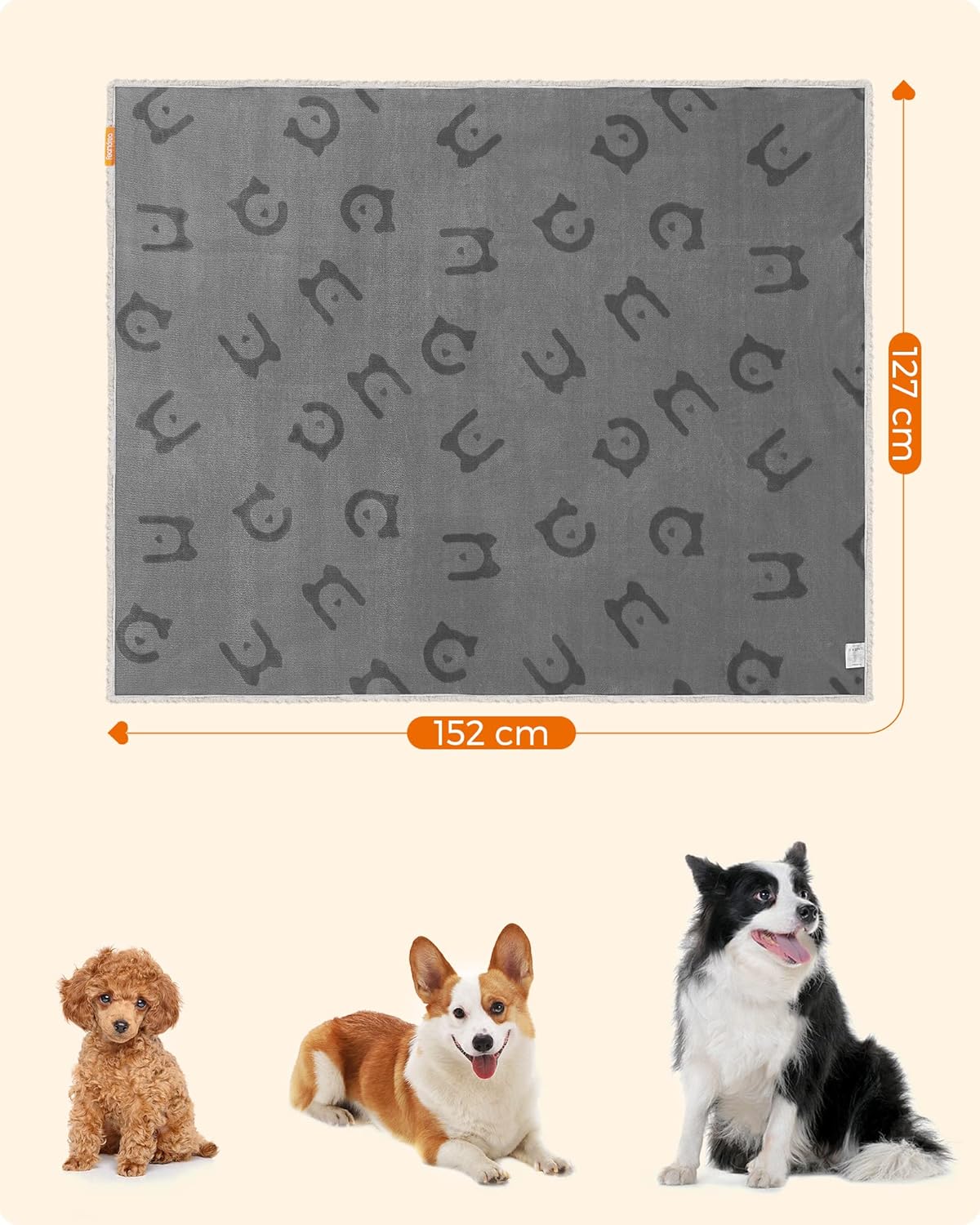 Wasserdichte Hundedecke XL 152x127cm Fleece maschinenwaschbar von Songmics