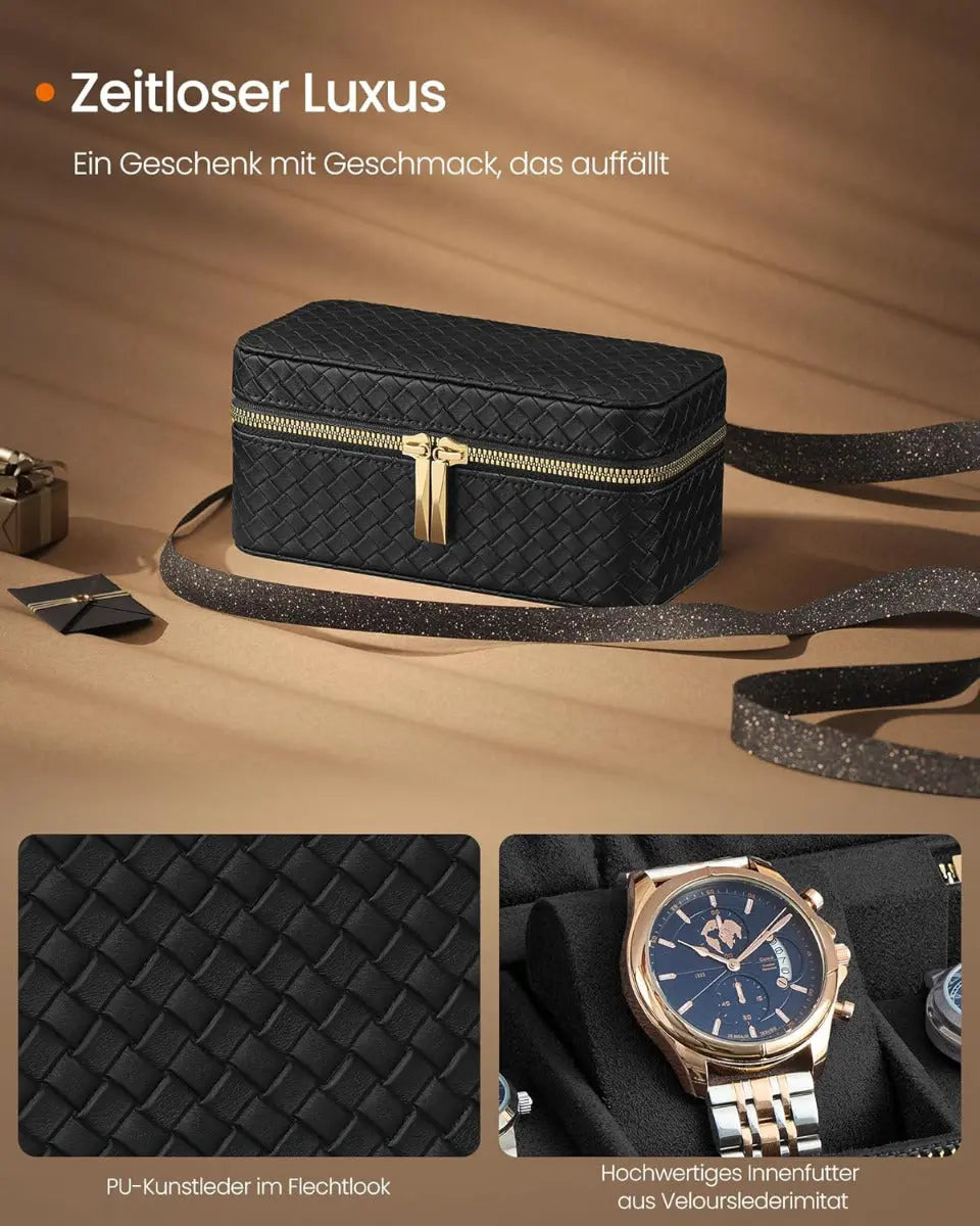 Uhren Aufbewahrung Box für 3 Uhren Schwarz von Songmics