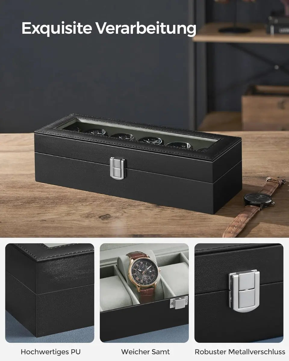Uhren Aufbewahrung Box für 6 Uhren Schwarz von Songmics