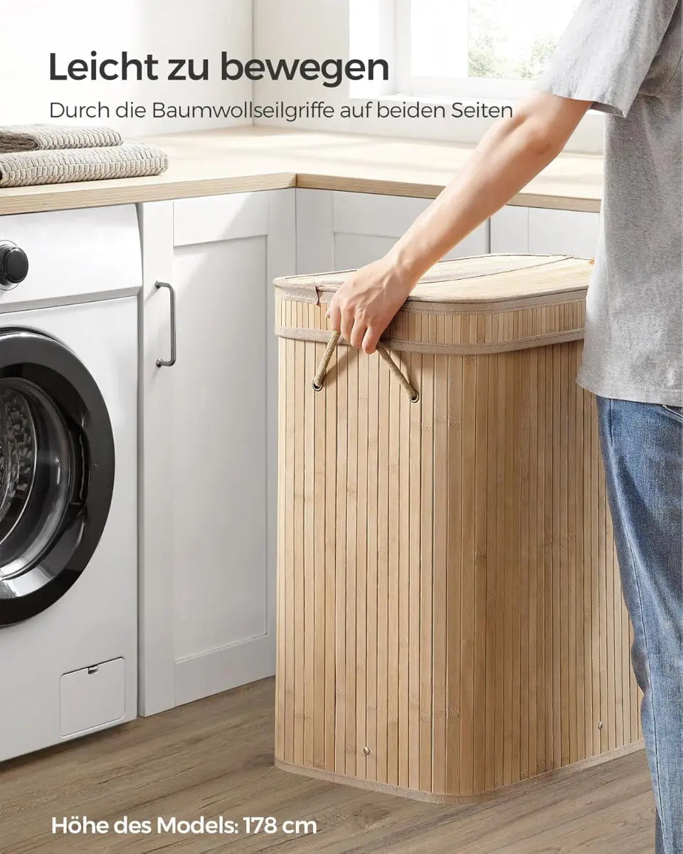Wäschekorb Wäschesammler Bambus 100l von Songmics