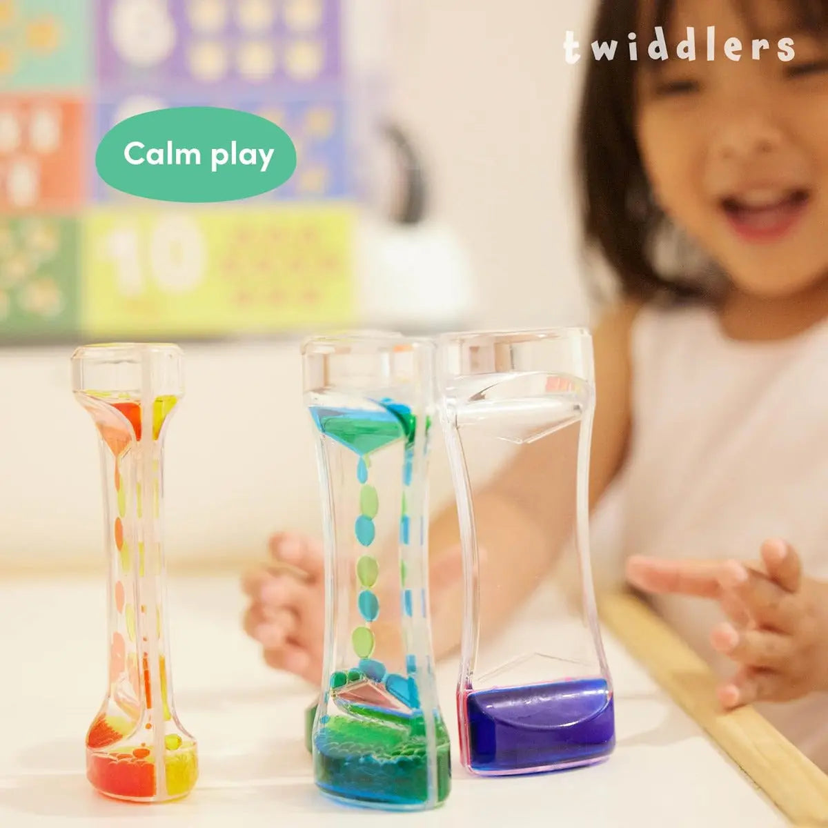 Flüssige Sanduhr Liquid Motion Timer pink grün von Twiddlers